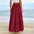 thumbnail image 6 of Vetsdori Red Women Summer Solid Color Casual Long Skirt With High Waist And Flowing Long Skirt And Half Skirt, 6 of 6