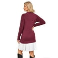 thumbnail image 3 of NAYTOAO Women's Crewneck Cable Knit Long Sleeve Sweater Dress with Pleated Hem Fall Winter Casual Pullover Mini Sweater Dress, 3 of 6