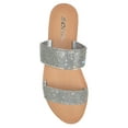 thumbnail image 2 of Soda Shoes Women Flip Flops Slippers Sandals Double Strap Slide Casual Bling Rhinestone Crystals AMONG-S Silver 5.5, 2 of 2