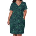 thumbnail image 1 of Arachnid Collective - Robe Verte Ample avec Poches pour Femmes Robe Décontractée Col en V Robe Imprimée Motif Araignées Arthropode Vert, 1 of 5