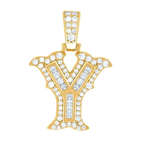 925 Sterling Silver Yellow-tone Unisex 0.53ct, 0.23ct Baguette Round Moissanite Letter Name Personalized Monogram Initia