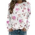 thumbnail image 2 of Royisotas Sweatshirts for Women Plus Size Floral Graphic Long Sleeve Fall and Winter Pullover Raglan Pink Casual Crew Neck No Hood Tops, 2 of 5