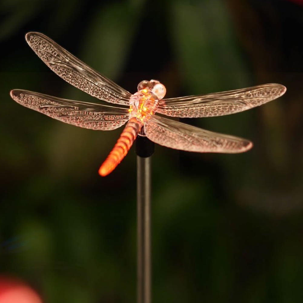 Dragonfly 1 Pack Solar Powered Color Changing LED GardenLandscape Path Light 