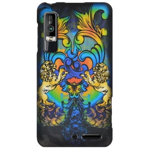Lion Sculpture For Sale Motorola Case,Rubberized Protector Back Case Slim Designed Snap On Cover for Motorola Droid 3 XT862 - Rainbow Lion Sculpture ()