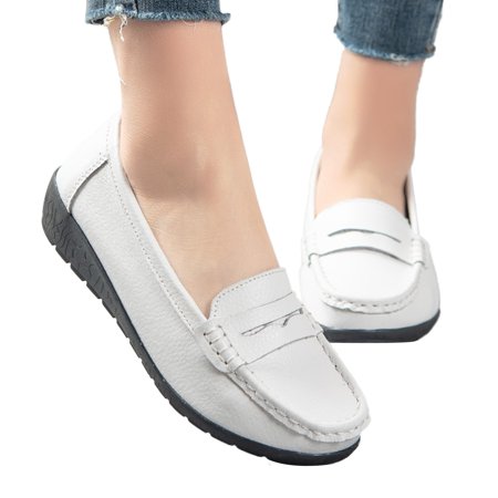 

f21 Womens Casual Shoes Flat Heel Sole Overfoot Comfort Solid Color Single Shoes Loafers Casual Shoes Platform Sandals Dress Shoes Size 7.5 White Wide