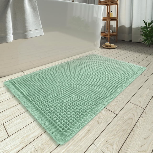 Alfombra de baño AMOAMI Waffle superabsorbente, antideslizante, 50 x 80 cm, color salvia