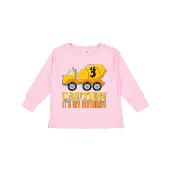 Inktastic 3rd Birthday Construction Truck, Cement Mixer 3 Years Old Boys Long Sleeve Toddler T-Shirt