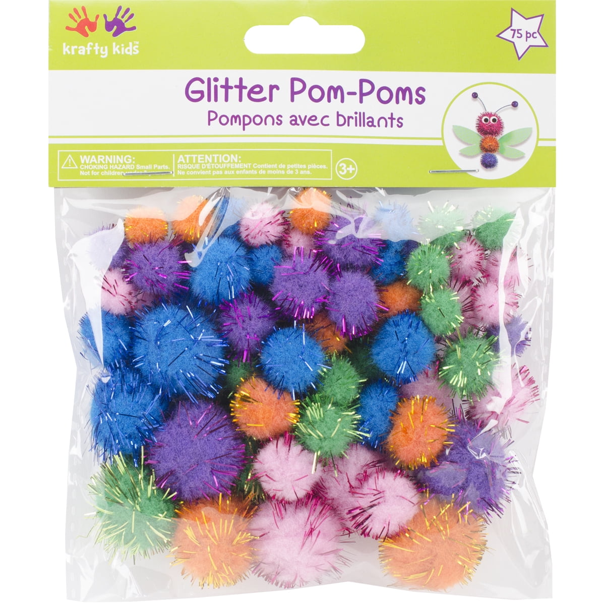 Glitter PomPoms Variety Pack 75/PkgAssorted