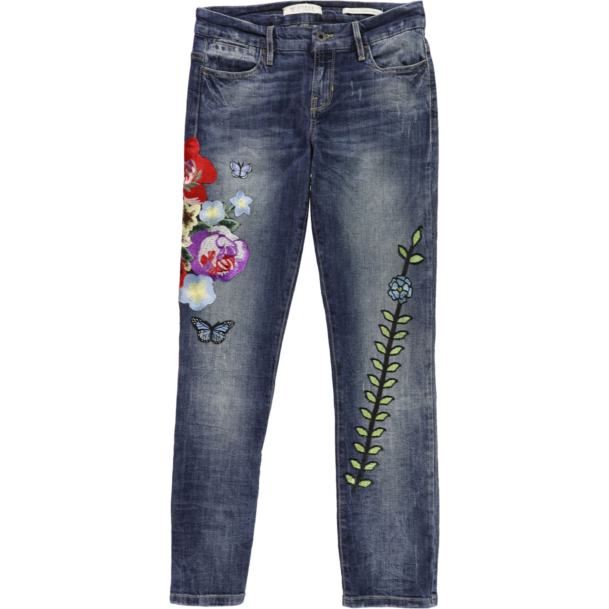 guess embroidered skinny jeans