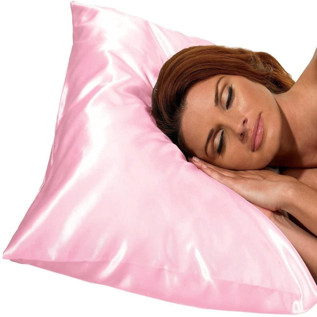 Gilbin Satin Pillowcase for Hair and Skin Silk Pillowcases Set of 4 - with Envelope Closure - with Hidden Zipper - Queen Satin Pillowcase (Pink)