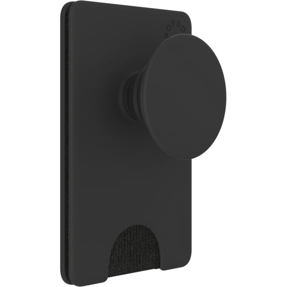 PopSockets: Adhesive Phone Wallet with Expanding Phone Grip, Phone Card Holder and Swappable Top - Black