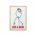 thumbnail image 1 of Meme Wall Art with Frame, Funny Simple Stickman with Cool Expression and Like a Boss Typography, Printed Fabric Poster for Bathroom Living Room, 23" x 35", Black Vermilion, by Ambesonne, 1 of 2