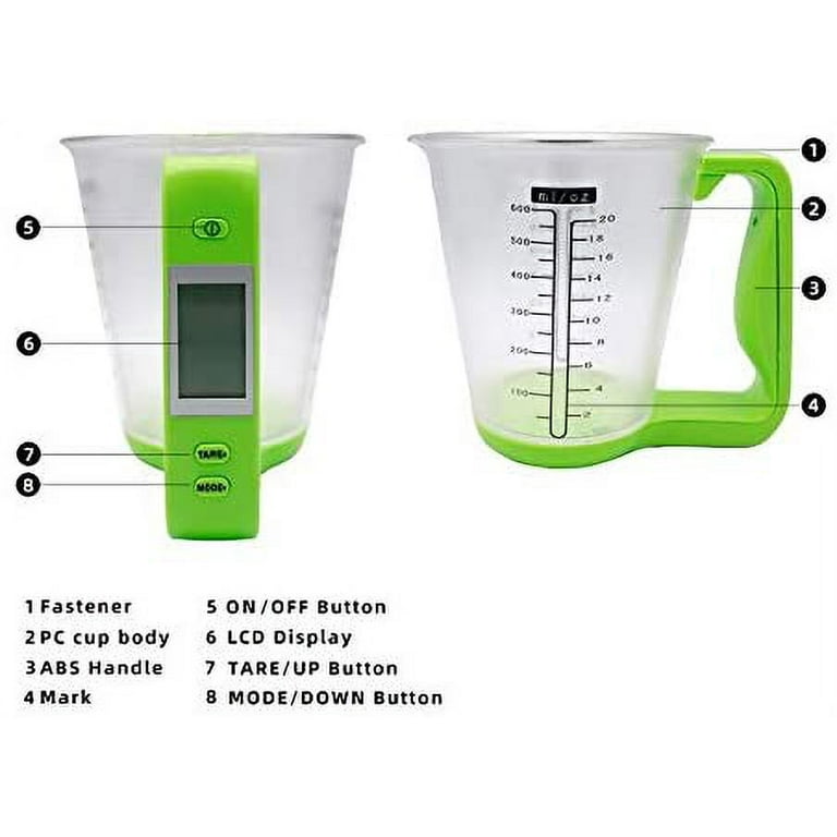 OAVQHLG3B Kitchen Scale Digital Measuring Cup Food Scale,Weight Scale  Scales Weighing Water Milk Flour Sugar Oil Coffee Liquid Baking Cooking  Plastic Measuring Cups Grams and Ounces 
