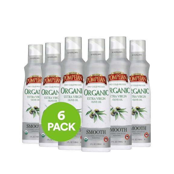 USDA Certified Organic Smooth Extra Virgin Olive Oil Non-Stick Cooking Spray, First Cold Pressed, Delicate Flavor, Perfect for Sautéing & Stir-Frying, No Propellants, 5 FL. OZ.,(Pack of 6)