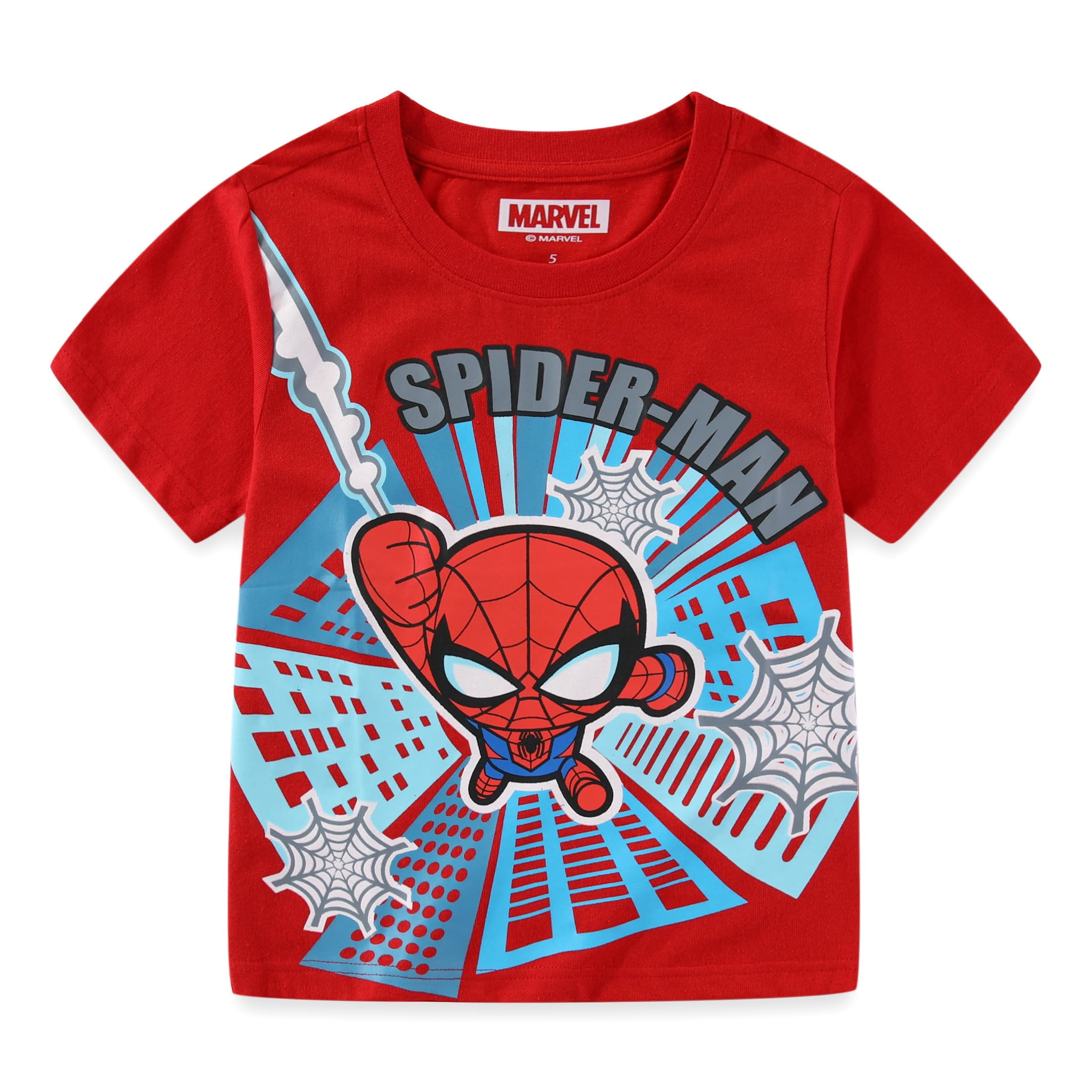 Marvel Avengers Iron Man Spider-Man Captain America Black Panther Short Sleeve T-Shirt (Boys), 4 Pack, Sizes 3T-7