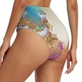 thumbnail image 5 of ASFGIMUJ Women High Waisted Bikini Bottom Retro Ruched Swim Short Shirred Tankinis Brief Swimming Trunks, 5 of 5