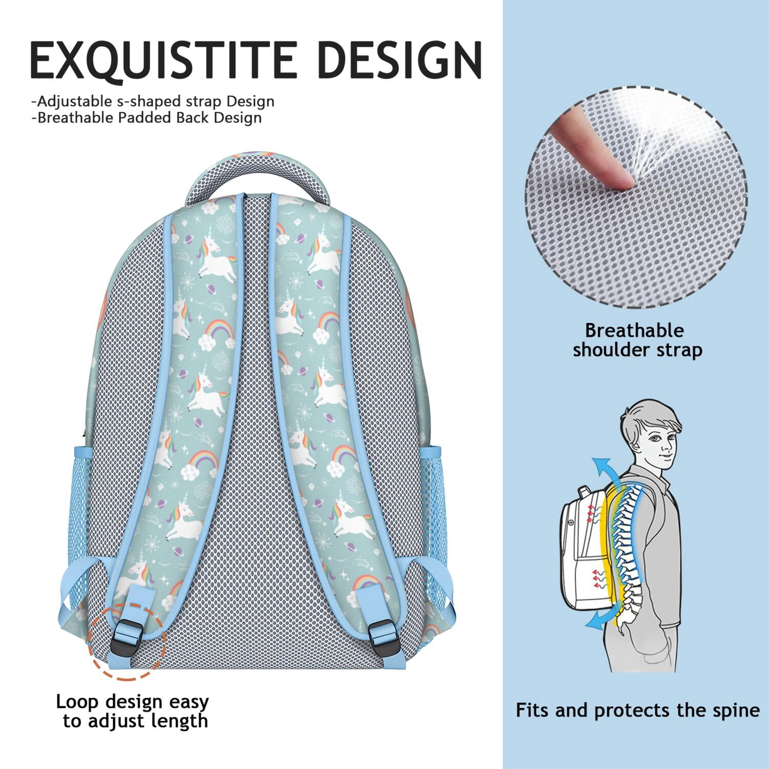 Unicorn & Butterfly Fantasy Backpack - Waterproof Ergonomic School Bag for College Students with Stylish Modern Design