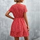 thumbnail image 4 of Vestido Corto,Vestido De Verano Con Cuello En V Vestido Floral Vestido Con Cuello En V Instalación Sin Esfuerzo, 4 of 6