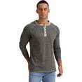 thumbnail image 6 of JWD Mens Henley Long Sleeve T-Shirt Cotton Casual Shirt US VG Dark Gray XL, 6 of 6
