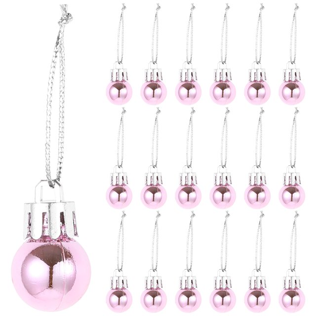GOOHOCHY 24 bolas colgantes de Navidad de 2 cm en miniatura para decoración del árbol de Navidad, accesorios decorativos para el hogar y la tienda (rosa)