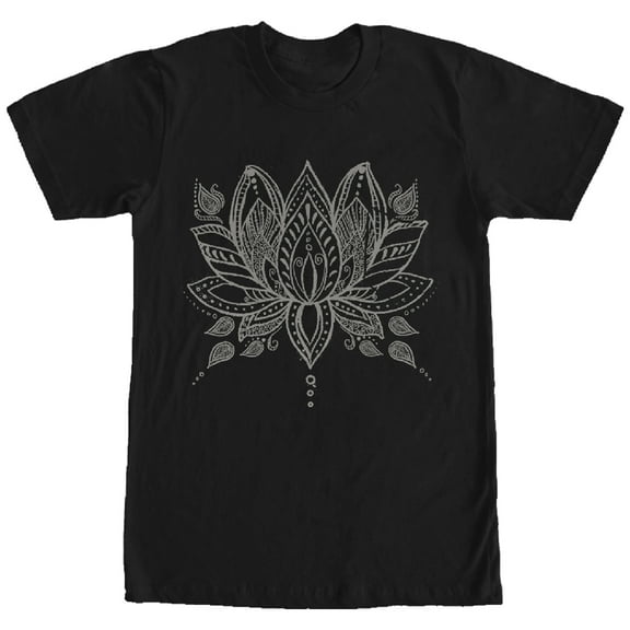 Women's CHIN UP Henna Lotus Flower  Boyfriend Graphic Tee Black X Large