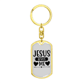 thumbnail image 4 of Jesus Loves Me Hearts Stainless Steel or 18k Gold Premium Swivel Dog Tag Keychain, 4 of 10