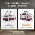 thumbnail image 4 of Lifewit Expandable Insulated Casserole Carrier for Hot or Cold Food, Double Decker Food Bag Lasagna Holder Carry Tote for Potluck Parties/Picnic/Cookouts, Fits 9"x13" Baking Dish, Purple, 4 of 9