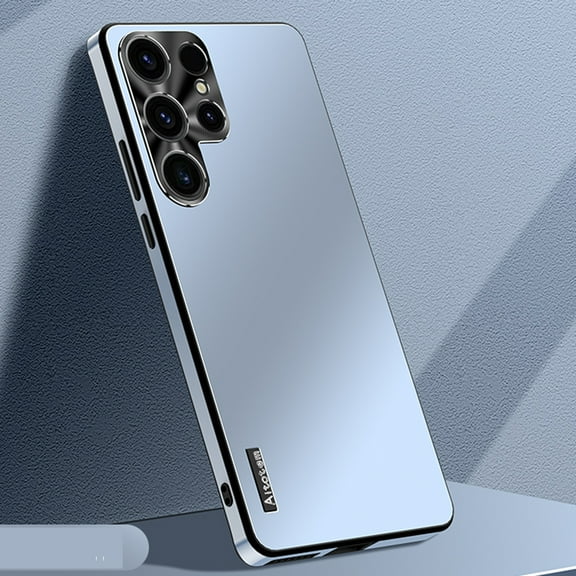 ELEHOLD for Samsung Galaxy S24 Ultra Slim Case, Aluminum Metal Frame All-inclusive Camera Lens Lightweight Shockproof Anti-Scratch Glossy Case for Samsung S24 Ultra - Blue