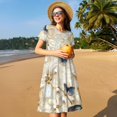 thumbnail image 4 of Logiee Elegant Butterflies And Pearls Print Womens Summer Dress,Casual Short Sleeve Sundresses,Beach A-line Shift Dress with Pockets, 4 of 6
