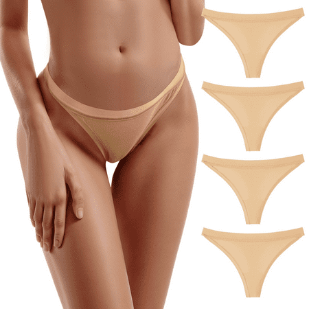 Fulorrnie Underwear for Women Plus Size Thong Comfort Seamless Panty Elastic Waist Ventilated Breathable Panties Beige XL