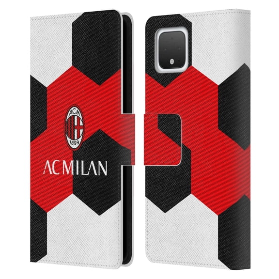 Head Case Designs Officially Licensed AC Milan Crest Ball Leather Book Wallet Case Cover Compatible With Google Google Pixel 4