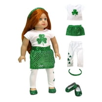 American Fashion World St. Patrick’s Day Outfit with Headband and Shoes Made to fit 18 inch Dolls