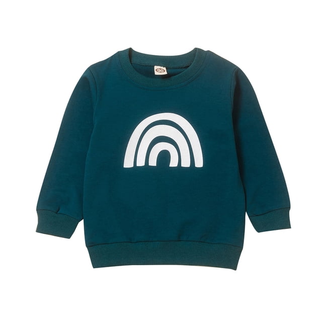 Gibobby blusas de vestir Niños formal Rainbow Printing Kids Keep Toddler Winter Boys Warm Baby Girls Ropa Camiseta Niños Tops(Azul marino, 3-4 Años)
