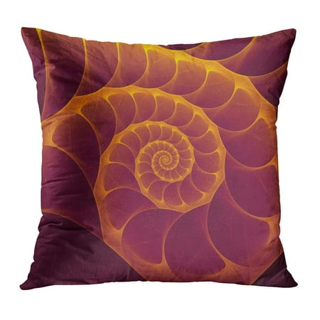 Gold Spiral Pattern ECCOT Abstract Fractal Burgundy and Gold Nautilus Shell Spiral Amazing Fibonacci Pattern in Sea Golden Computer Pillow Case Pillow Cover 16x16 inch ()