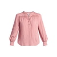 thumbnail image 6 of Time and Tru Women's Lace Yoke Half Button Shirt with Long Sleeves Sizes XS-XXXL, 6 of 6