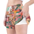 thumbnail image 4 of FORMRS Womens Swim Shorts Mesh Liner Quick Dry Casual Beach Board Bottom with Pockets, Sizes S-2XL, Cityscape Painting, 4 of 9