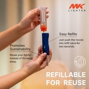 MK Mini Utility Lighter Refillable Butane, Wind-Resistant, Assorted Colors, 2 Pack