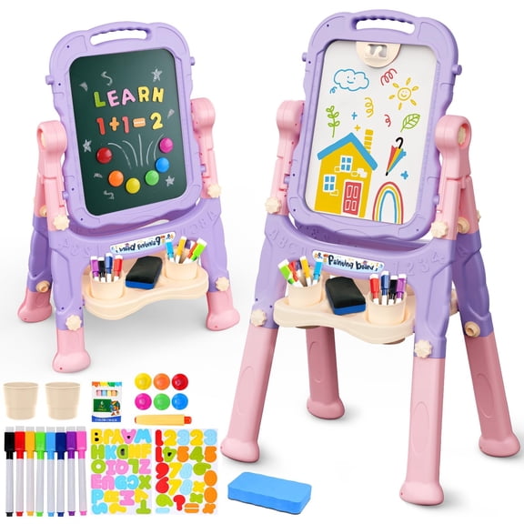 Art Easel AuntyFey, pizarra blanca y tiza de doble cara para niños