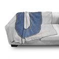 thumbnail image 3 of Letter U Soft Flannel Fleece Throw Blanket, Denim Letter Alphabet Design with Realistic Looking Texture Stitches Image, Cozy Plush for Indoor and Outdoor Use, 50" x 60", Blue Yellow, by Ambesonne, 3 of 6