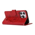 thumbnail image 6 of Case for iPhone 13 Pro Max Wallet Case for Women with Card Holder Butterfly Embossed Clover Rose Flower Flip PU Leather Magnetic Phone Cover Kickstand with Lanyard For iPhone 13 Pro Max, Red, 6 of 8