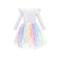 thumbnail image 2 of Girls Dress Tulle Skirt Rainbow Color 3D Lace Flower Flare Long Sleeve 5 Years, 2 of 6