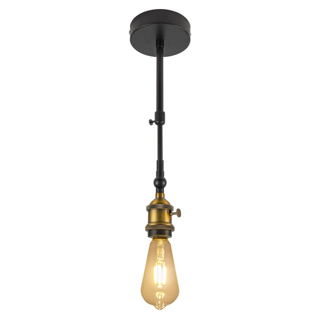 FSLiving RV Adjustable Telescoping Rod Wall Light with 3-Way Socket 12V Retro Gold Bronze Decorative Light Ceiling Light Hallway Light Fixtures,E26 Semi Flush Mount for RV Camper - 1 Light