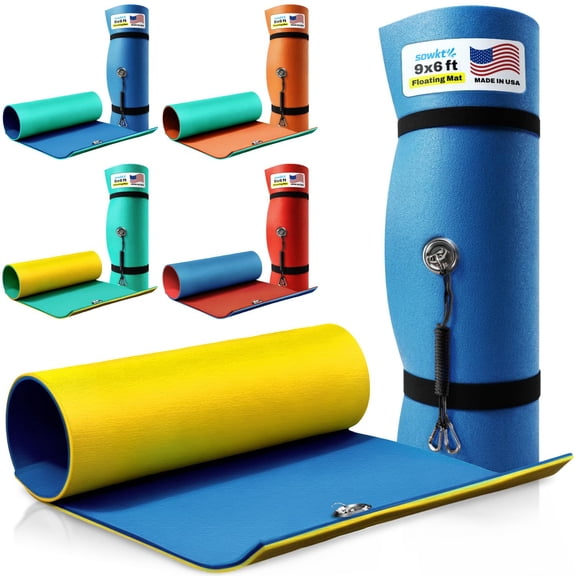 SOWKT® Floating Water Mat Made in USA (9x6, 12x6, 18x6 ft) for Lake Pool