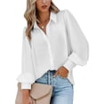 thumbnail image 2 of office Shirts for Women, Comdrip Women's Long Sleeve Shirt Casual Shirt Printed Top Loose Shirt Work Shirt Professional Tops for Women White 3XL, 2 of 5