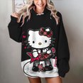 thumbnail image 1 of Sudadera con capucha para mujer, básica, con estampado de Hello Kitty, holgada, manga larga, bolsillo canguro, hombros caídos, 1 of 1