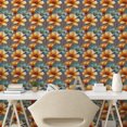 thumbnail image 2 of Ambesonne Flower Print Peel & Stick Wallpaper for Home, Floral Motifs Modern, 13"x100", Burnt Orange Cadet Blue, 2 of 5