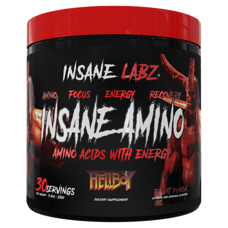 Insane Labz Insane Amino Hellboy Edition Intra Workout Powder - BCAA Amino Energy Drink - 30 Servings - Fruit (Best Intra Workout Drink)