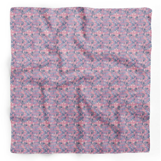 Bimba Pink Pecan Leaves Printed Pure Silk Scarf For Hair Neck Head Bandanas For Women 40 x 80 Inches