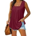 thumbnail image 2 of Lindreshi Tank Tops for Women Clearance Women's Fashion Solid Color V-neck Comfortable Loose T-shirt Sleeveless Blouse Casual Tops, 2 of 5