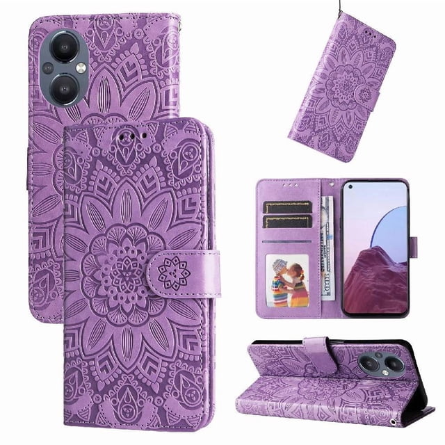 Funda tipo cartera GANGXUN para OPPO A96 5G , diseño girasol, cuero PU, soporte, cierre magnético, tarjetero